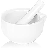 LEETOYI Porcelain Mortar and Pestle, Ceramic Herb Grinder Pill Crusher Set (4.6-inch)