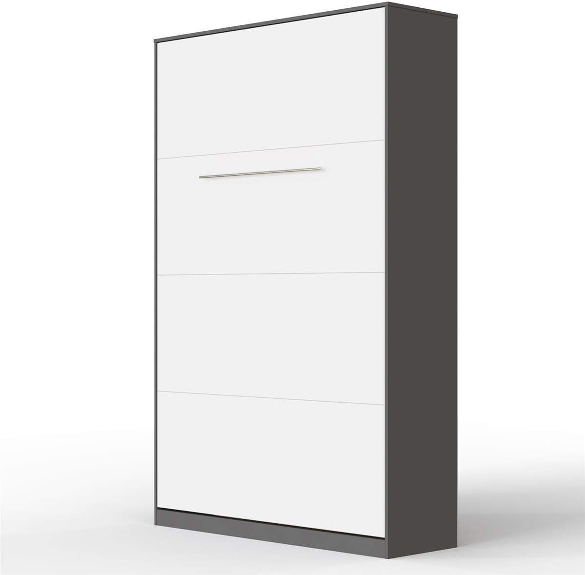 SMARTBett Standard folding wall bed with gas pressure springs (Anthracite/White, 120x200 Vertical)