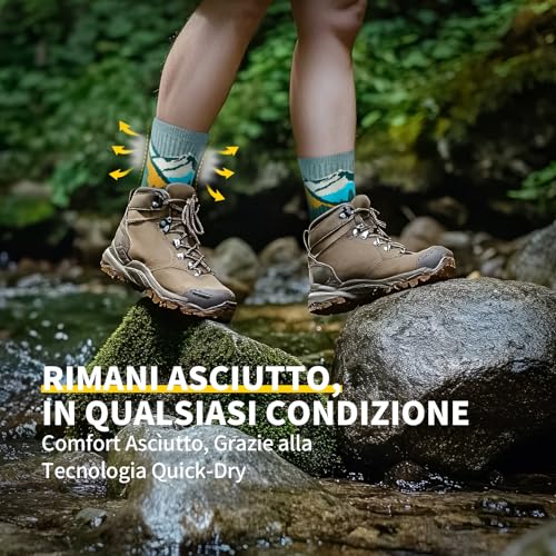 CAMBIVO Trekking Merino Wool Socks Men Women Anti Blister Sports Socks Running Breathable Socks for Hiking, Running, Mountain, Cycling, Work, Sport and Fashion, 2 Pairs