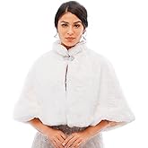 Obmyec Women's Faux Fur Shawl Wraps for Wedding, Bridal Stole, Coat Cape and Scarf for Bride and Bridesmaids