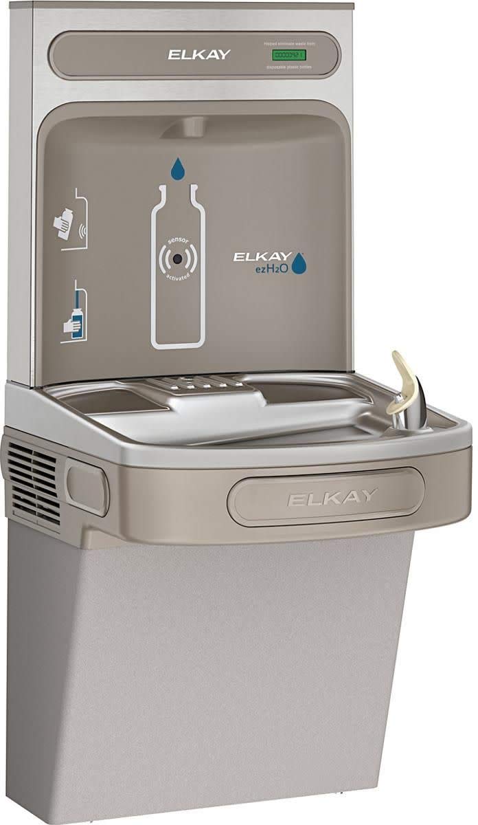 Photo 1 of ***(MISSING BACK PANEL)*** 
Elkay EZS8WSLK EZH2O Bottle Filling Station with Single ADA Cooler, Non-Filtered 8 GPH, 46.30 x 18.30 x 19.00 inches, Light Gray Granite