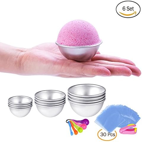 Lonnom Bath Bomb Molds Metal Set with 3 Sizes 12 Pieces with 100 pcs Shrink Wrap Bags Mini Sealer Perfect Molds for Making Bath Bombs DIY Bath Bombs 1.8”x4 2.2”x4 2.6x4