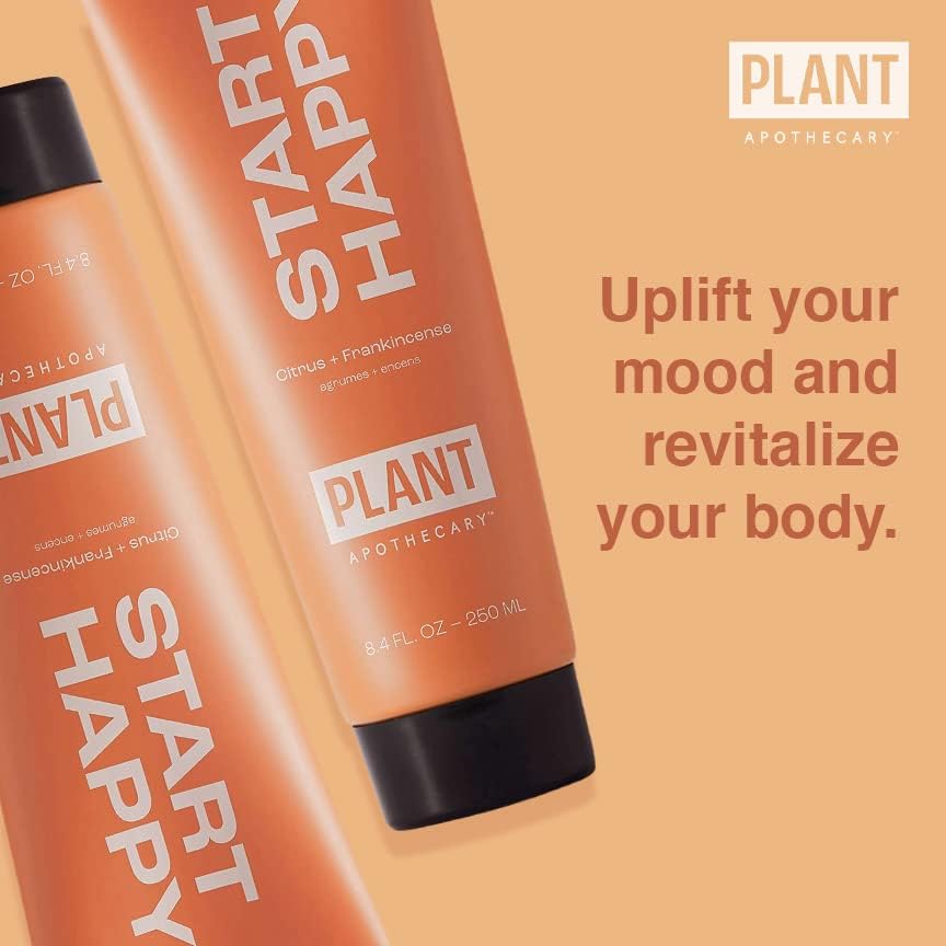 Plant Apothecary Start Happy Natural Moisturizing Body Wash - Citrus Aromatherapy Body Wash for Women and Men with Bergamot and Vitamin C - 8.4 fl oz
