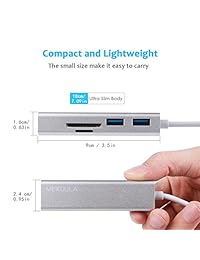 mekuula adaptador de USB Type C 5 in1 Hub de aluminio 3 USB 3.0 y SD Micro Lector de tarjeta MacBook Pro Chromebook Pixel y más USB C dispositivos habilitados