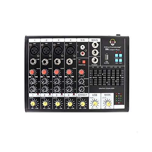MAXTOMARS B6 6-Channel Mixer with USB Player, Graphic EQ, Mono Mic / Line & Stereo Mixer