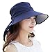 Siggi Summer Bill Neck Flap Hat UPF 50+ Cotton Sun Cap with Large Brim Shade for Women Navy