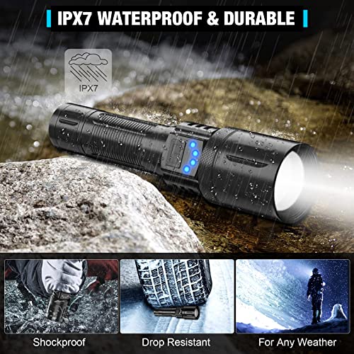 DanByte Rechargeable Tactical LED Flashlights, Super Bright 10000