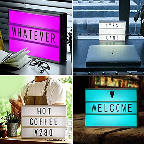 K Kwokker A4 Color Changing Cinema Light Box Sign with 210 Total Letters,Numbers & Emojis, Light up Your Life, USB Cable, and Remote Control for Decorative Party Sign