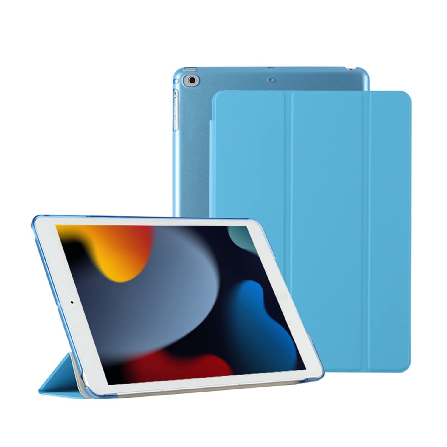 HUEZOE Case for iPad 9.7 Inch 2018/2017 - Ultra Thin Protective PU Leather Case Folding Stand Protective Cover Auto Sleep/Wake for 9.7 Inch iPad 6th Generation / 5th Generation, Light Blue