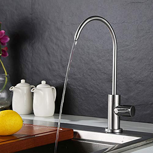 ESOW Kitchen Water Filter Faucet, 100% Lead-Free Drinking Water Faucet Fits Most Reverse Osmosis Units or Water Filtration System in Non-Air Gap, Stainless Steel 304 Body Brushed Nickel Finish