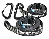 LiteSpeed 11 ft. Hammock Tree Straps With Climber-rated Wiregate Carabiners Included- Easy, Adjustable Cinch Buckle System. No More Loops. Strong, Lightweight, Pure Polyester.