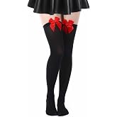 Syhood Halloween Thigh High Stockings with Bow | Knee High Bow Stockings, Opaque Knee high Socks, for Women, Non-slip, Soft Stretchy, for Daily Wear, Halloween Party Costume