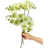 DODXIAOBEUL 4-Pcs Artificial Flowers Real Touch Latex Phalaenopsis 17.7inch Artificial Orchid Stem Bouquets for Wedding Party Home Garden Decor,Green