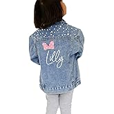 Blue Pearl Denim Jacket for Little Girls, Personalized Name Kid's Jean Jacket, Custom Jean Jacket, Personalized Blue Pearl Denim Jacket Gifts