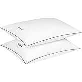 Dearfoams Bed Pillows,Set of 2 Standard/Queen Size, Luxurious 200 TC Cotton Down Alternative Bed Pillows,Supportive for Back, Side & Stomach Sleepers