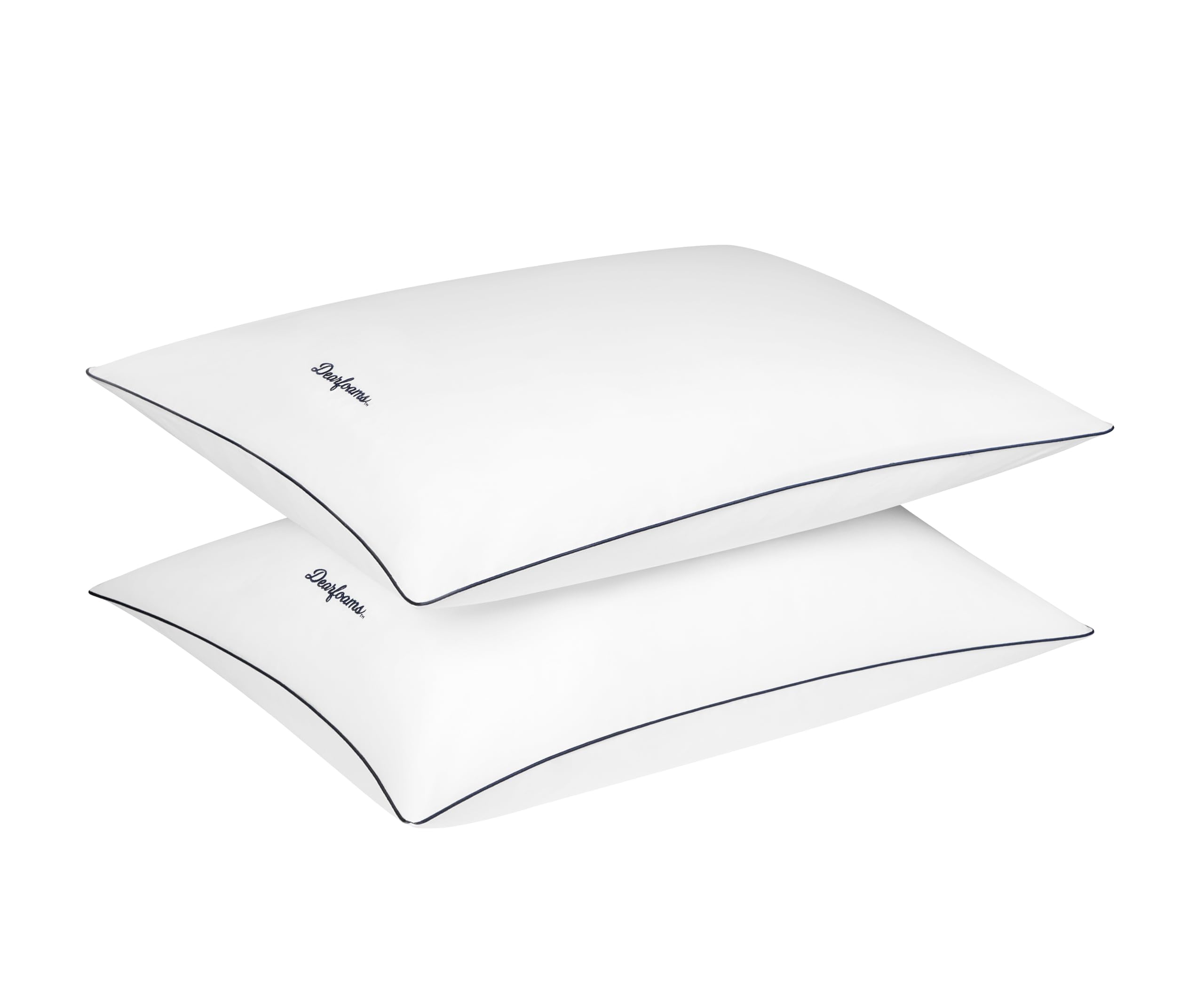 View 1 of *ONLY * Dearfoams Bed Pillows,Set of 2 Standard/Queen Size, Luxurious 200 TC Cotton Down Alternative Bed Pillows,Supportive for Back, Side & Stomach Sleepers