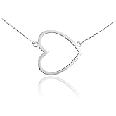Dainty Sterling Silver Sideways Open Heart Necklace