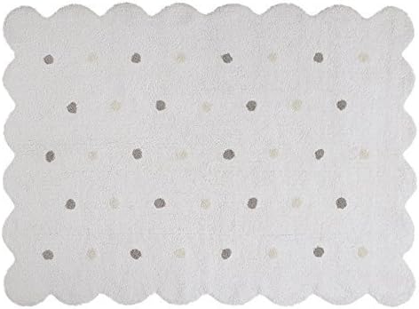 Lorena Canals • Polka Dot - Biscuit Cut (Rectangle) Rug • Machine Washable - Handmade 100% Natural Cotton and Non-Toxic Dyes (4' x 5'3) (White) by Loren Canals