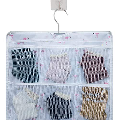 BB Brotrade Hanging Closet Organizers,Dual-Sided Hanging Underwear Organizers with Hanger,25 Mesh Pockets for Storage Bra, Socks,Lingerie,Makeup and Dorm Room Accessories (White)