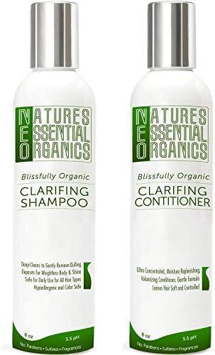 Sulfate Free Shampoo Conditioner Set – USA Made, Organic Hair Product. Clarifying, Daily Hair Moisturizer. Safe and Gentle on Colored or Treated Hair for Women AND Men. Concentrated 8oz.