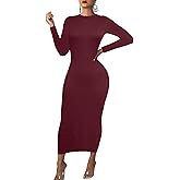 Women's Long Sleeve Bodycon Dress - Maxi Casual Fall Club Party Long Tight Pencil Dresses