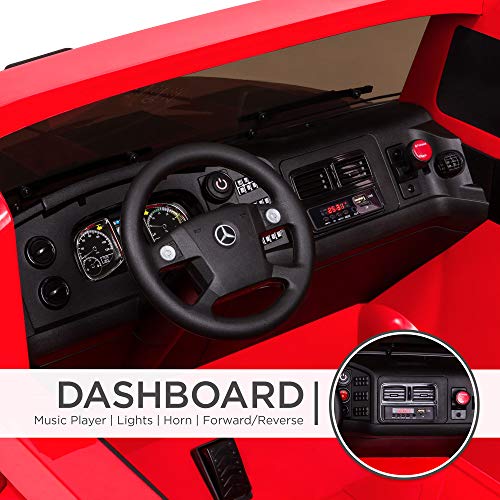 Best Choice Products Kids 24V 2-Seater Officially Licensed Mercedes-Benz Zetros Ride-On SUV Car Truck Toy w/ 3.7 MPH Max, LED Headlights, FM Radio, Trunk Storage, AUX Port, Horn, Sounds - Red - Thumbnail 5