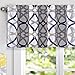 DriftAway Alexander Pattern Match Blackout Valances for Windows 250GSM Geometric Moroccan Mid Century Rod Pocket 52 Inch by 18 Inch Plus 2 Inch Header Navy and Gray 1 Pack