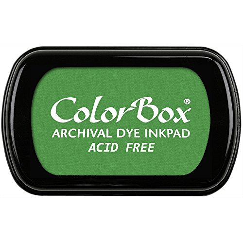 Bright Dark Green Ink Pad for Rubber Stamp Mutliple Surface ColorBox Archival Inkpad Fast Drying, Pad Size: 1 7/8" x 3, Grasshopper