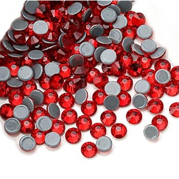 Dowarm Hotfix Crystal Rhinestones, Hot Fix Crystals for Crafts Clothes, Flatback Glass Crystal for Decoration, Round Gems (Siam/Red, SS6 1440PCS)