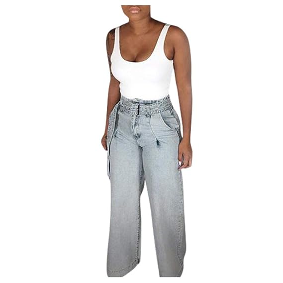 Sgyh Pantalones De Cintura Alta Con Pierna Recta Con Cinturon