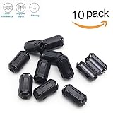 Topnisus [Pack of 10] Clip-on Ferrite Core Ring Bead Anti-Interference High-Frequency Filter RFI EMI Noise Suppressor Cable Clip (7mm Inner Diameter)