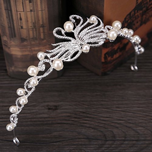 usongs 2018 bride headdress pearl diamond swan crown bride wedding dress accessories Crown Crown Hair Accessories