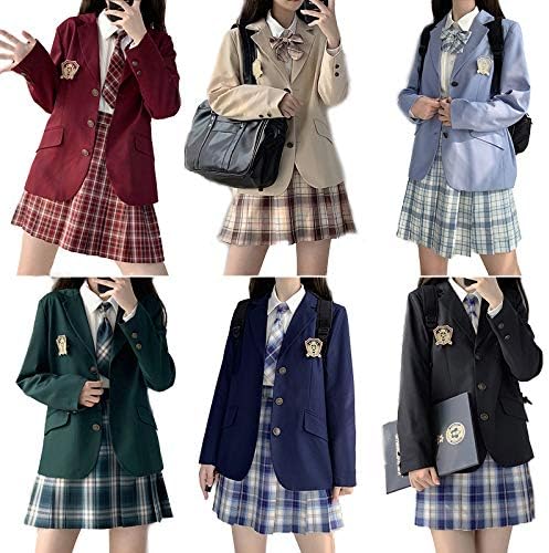 【まるこの猫柳】 セーラー服 紺 黒 茶色 水色 赤 グリーン ブレザー ジャケット コート かわいい 秋 冬 学園祭 文化祭 仮装 大きいサイズ (紺, M)