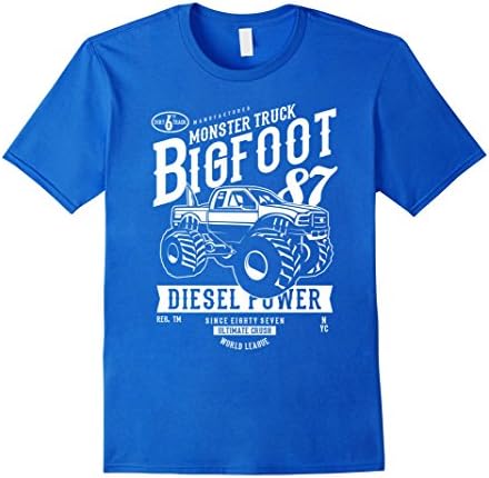Mens Monster truck Bigfoot T-shirt Vintage Graphic Design Shirt Medium Royal Blue