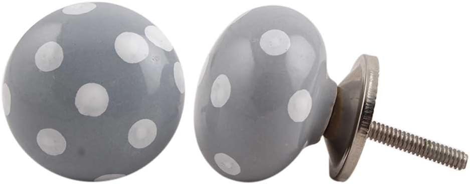Indianshelf Handmade 2 Piece Ceramic Grey Polka Dot Artistic Rust