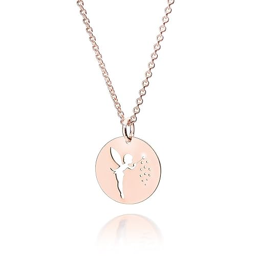 MATERIA Roségold Collier Halskette mit Damen Anhänger Fee Elfe 925 Silber rund 42+5cm inkl. Schmuckbox #KA-374