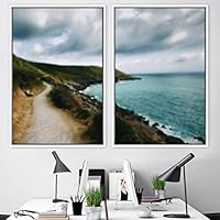 2 Piece Framed Canvas Wall Art Coastal Scenery Canvas Prints Home Artwork Decoration for Living Room,Bedroom - 16
