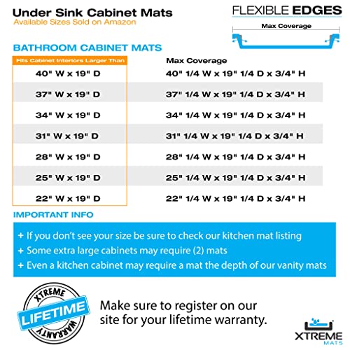 Xtreme Mats Under Sink Bathroom Mat, 19" 1/4 Depth, Waterproof Protector & Drip