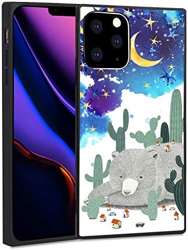 Cactus and Bear Apple iPhone 11 Pro Max Square Corner Phone Case (2019) (6.5 Version)