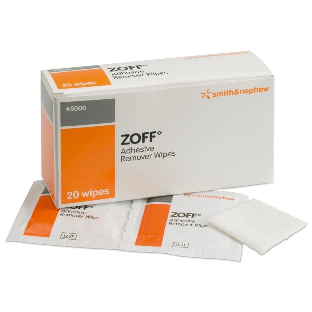 Zoff Remove Adhesive Remover 20 Wipes with Moisturising Aloe (New Zoff) | Gentle & Effective Removal of Tape, Strapping & Residues