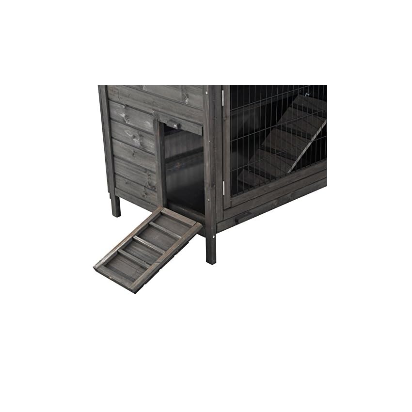 PawHut 47 2Story Raised Stacked Wooden Outdoor Rabbit Hutch Small