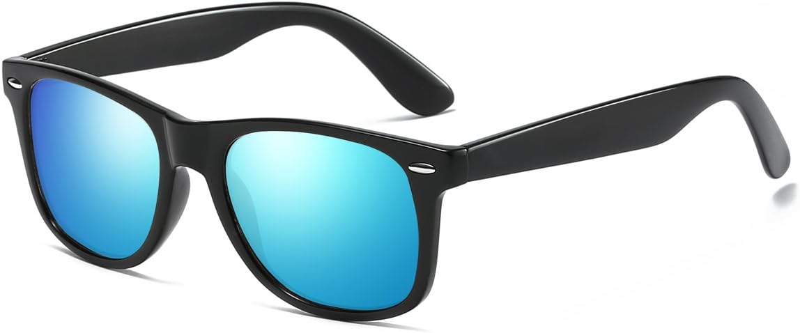 Mens Polarised Sunglasses Square Vintage Driving Sun Glasses for Women Ultra Light with Case,UV 400 Protection,54MM