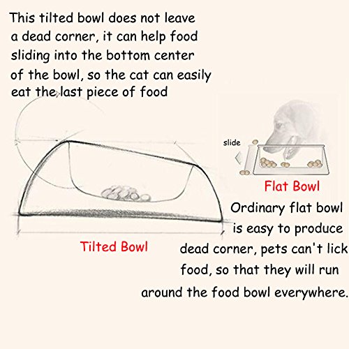 Creation Core Premium Quality Tilted Pet Bowl for Cats Small Animals with Anti-skid Rubber(White) - Thumbnail 5