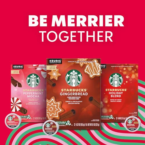 STARBUCKS FLAVORED COFFEE K-CUP PODS, GINGERBREAD FOR KEURIG BREWERS, HOLIDAY LIMITED EDITION, 10 COUNT