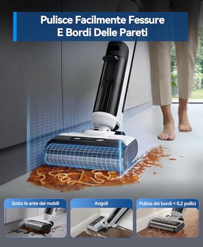 Redkey W13SE Cordless Vacuum Cleaner, 75 min Max, 23KPa Vacuum Cleaner, Self Cleaning, Double Water Tank, Voice Warning LED, for Hard Floors and Pet Hair