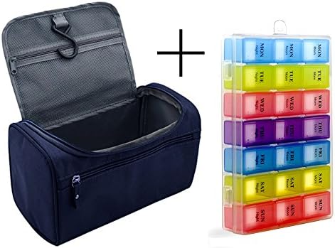 Pill Organizer Box with Snap Lids| 7-day AM/PM | Detachable Compartments for Pills, Vitamin. (6018+Bags)