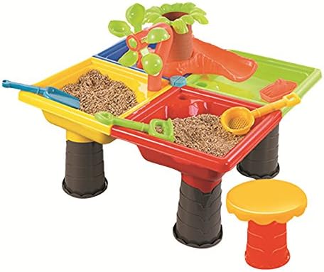 lulalula Sand and Water Play Table 4 in 1 Plastic Children Outdoor Beach Toys with kinds of Accessories and Stool