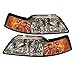 HEADLIGHTSDEPOT Chrome Housing Halogen Headlights Compatible With Ford Mustang 1999-2004 GT Cobra Includes Left Driver and Right Passenger Side Headlamps