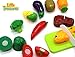 Little Treasures Kitchen Kids Play Cutting Fruits and Vegies Fish and Meat Toy Set, Pretend Food Playset  Fruit Pieces to be Sliced Up with Knife and Cutting Board, Multicolored, 12 Piece