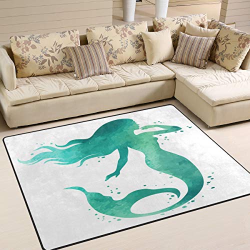ALAZA Mermaid Watercolor Silhouette Area Rug Rugs for Living Room Bedroom 7' x 5'